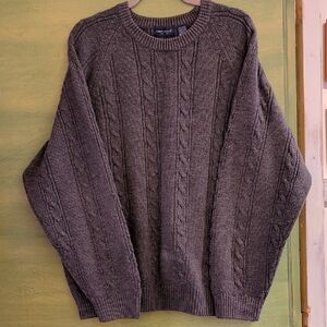 Towncraft Men's Charcoal Cable Knit Crewneck Sweater